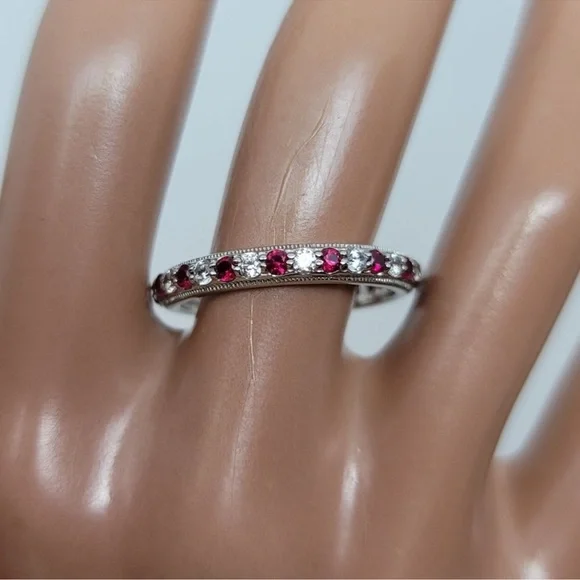 Tacori IV Ruby Eternity Band Ring Epiphany Size 6 simulated Diamonique QVC CZ - Picture 1 of 5